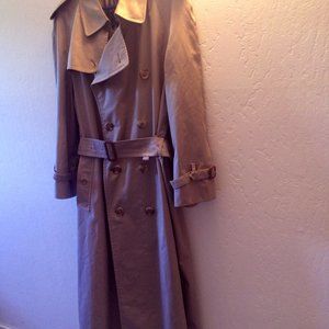 Vintage Burberry Tan Trench Coat Plaid Wool XL
